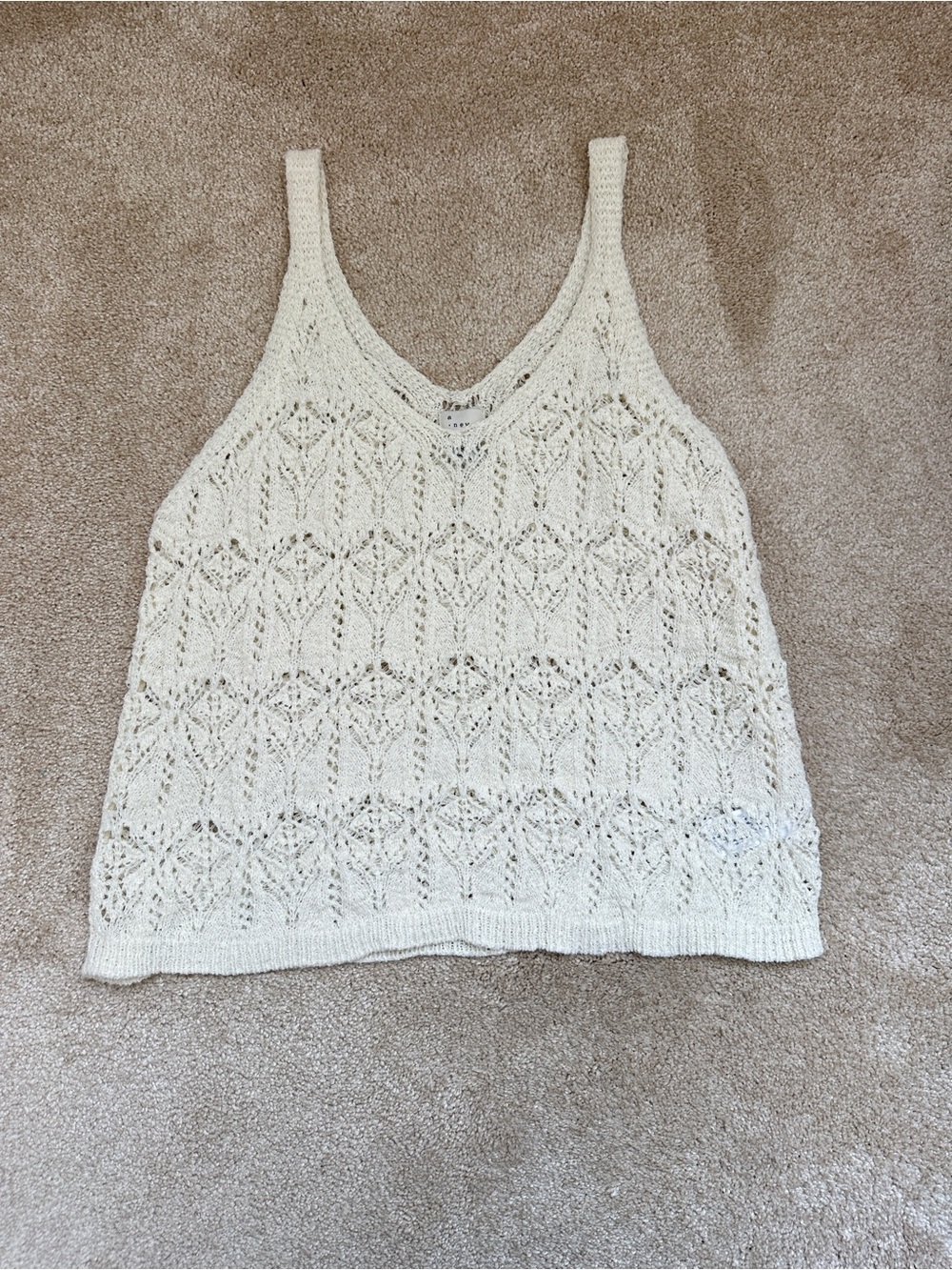 A New Day Cream Crochet Knit Tank Top – Size M